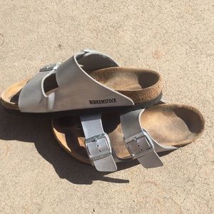 Silver Birkenstock sandals