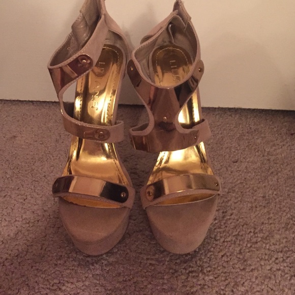 Gold high heels