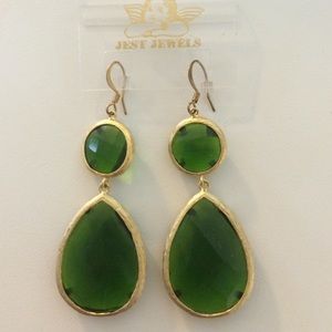 NWOT - Never worn green stone earrings
