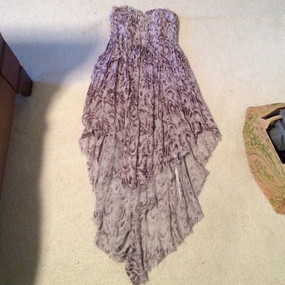 Free people strapless flowy hi lo dress