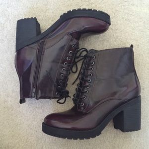 Lace up burgundy boots