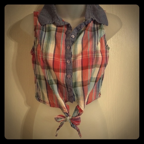 Cowgirl plaid button down belly shirt