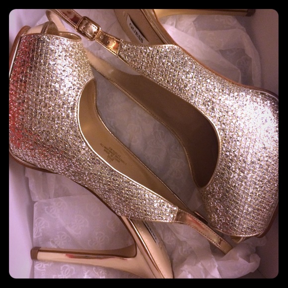 GUESS heels gold platform