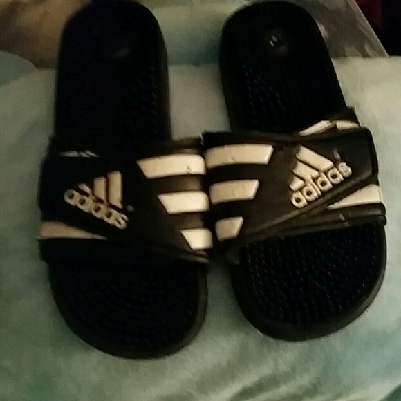 Adidas Casual Black and White Slides