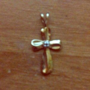 Stamped 10K Dainty Cross necklace charm