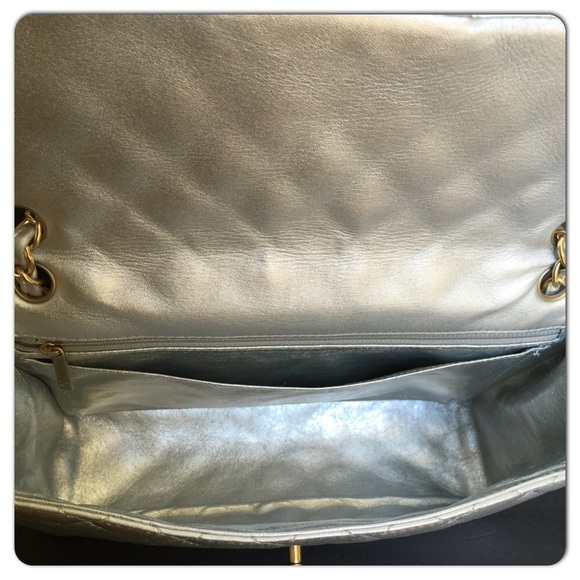 CHANEL SILVER WITH GHW MAXI FLAP HANDBAG - Picture 3 of 4