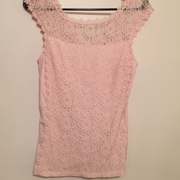 Blush pink lace tank - express