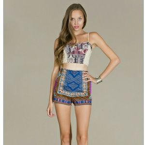 High waist tribal print shorts