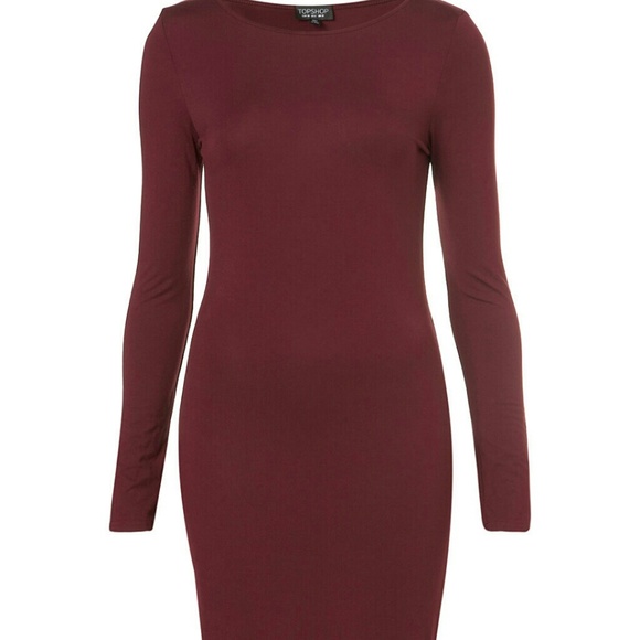 Burgundy midi bodycon dress