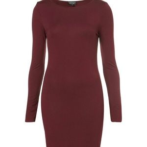 Burgundy midi bodycon dress