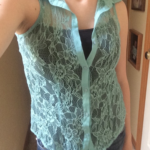 Blue lace top - Picture 3 of 3