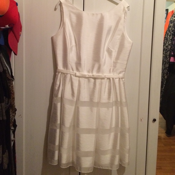 Taylor Dresses - HOST PICK! 😍 White Striped Fit & Flare Dress Taylor Dresses - HOST PICK! 😍 White Striped Fit & Flare Dress