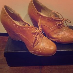 Boho wedges- brown leather