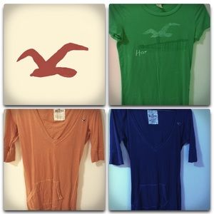 Hollister shirts bundle💚💙💛💜