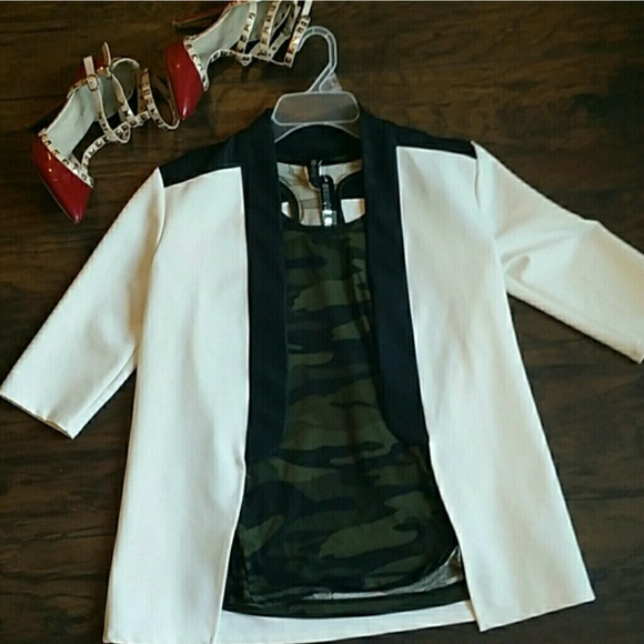 Faux black leather blazer