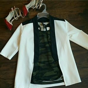 Faux black leather blazer