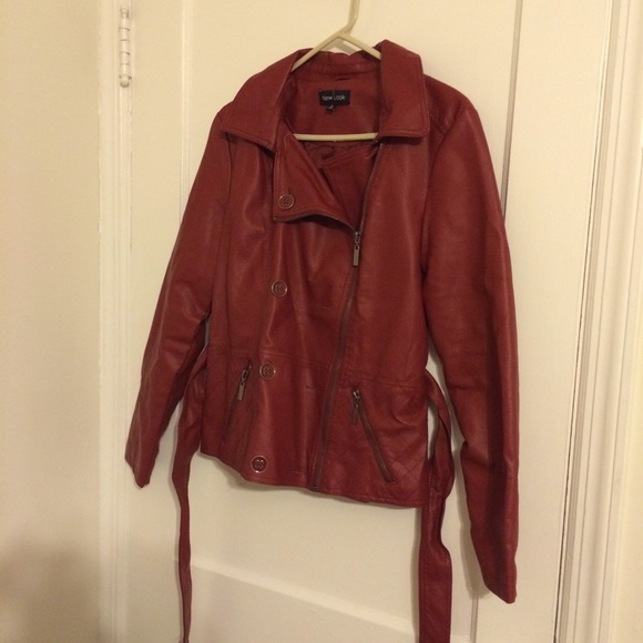 burgundy leather look jacket