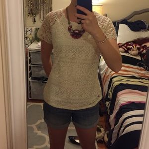 Off white lace crochet top