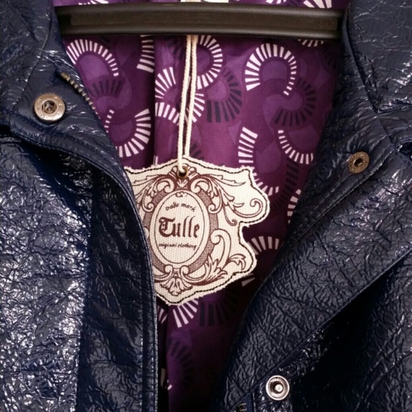 Tulle navy blue patent coat S