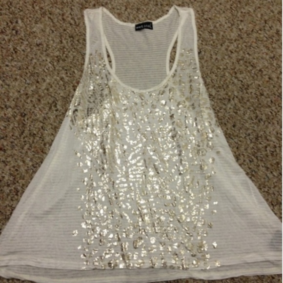 Wet Seal white and gold racerback tank top