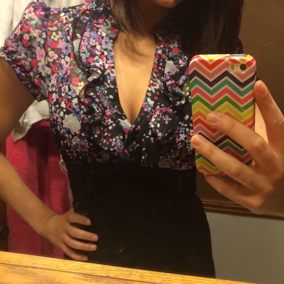 Black and floral pencil dress