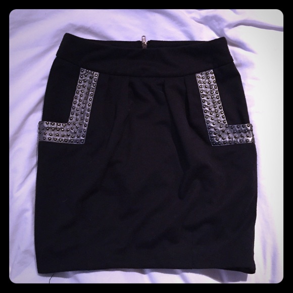 Black Studded mini skirt