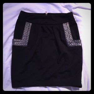 Black Studded mini skirt