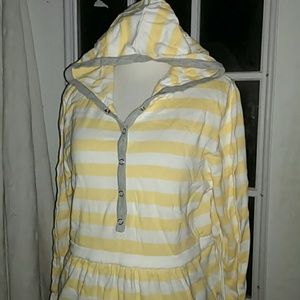 Sonoma yellow & white hooded knit top