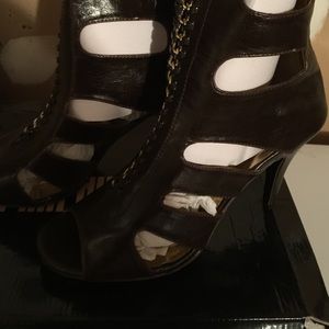 Pink Dutchess Alicia brown peep toe gladiator