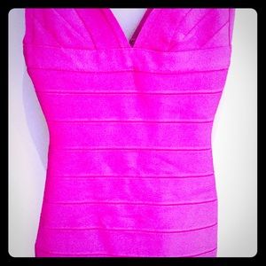 Herve Leger raspberry dress
