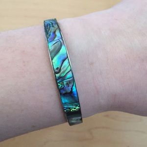 Mother of pearl inlaid in silver bracelet
