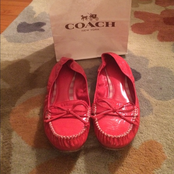 Pink patent Coach loafers
