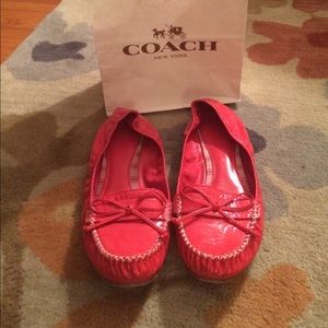 Pink patent Coach loafers