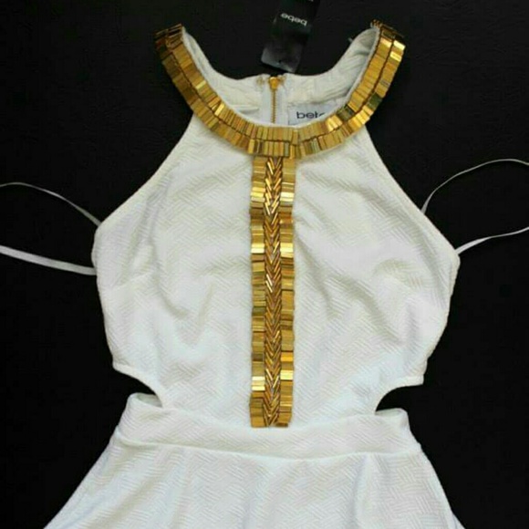 NWT BEBE white gold stud peplum top - Picture 3 of 4