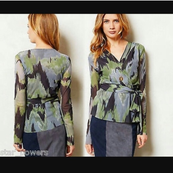 Anthro faux wrap top size M