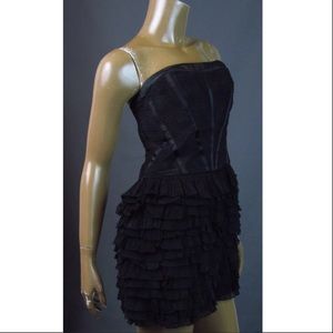 BISOU BISOU Strapless Tiered Black Cocktail Dress