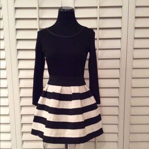Fit & Flare Dress with striped bandage skirt