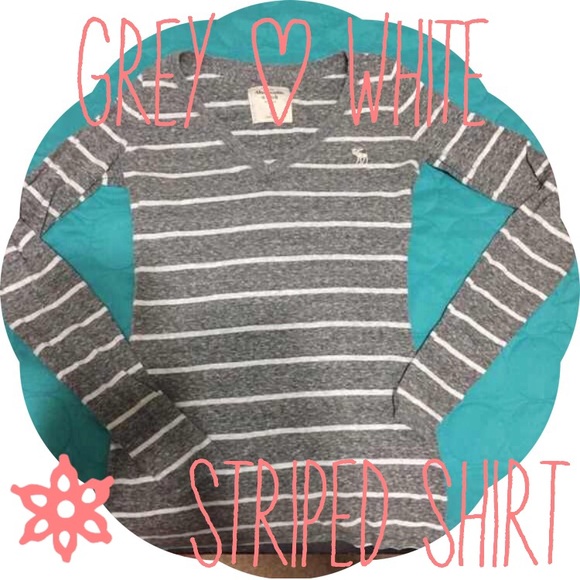 Grey and White Striped Abercrombie Top
