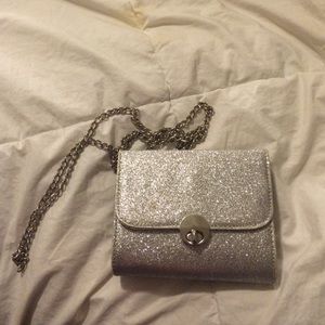 Silver glitter clutch