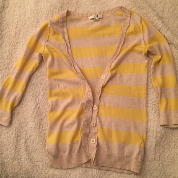Oatmeal and yellow cardigan