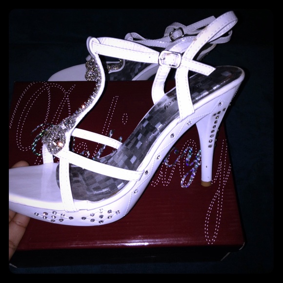 White Rhinestone Jeweled wedding heels