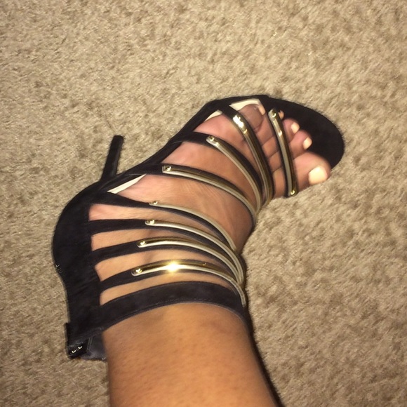 2bebe black and gold heel sandals - Picture 2 of 2