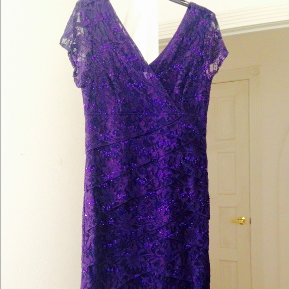 Purple sparkly layered dress. - Picture 2 of 2