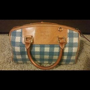 Blue & white checkered Dooney a with tan leather
