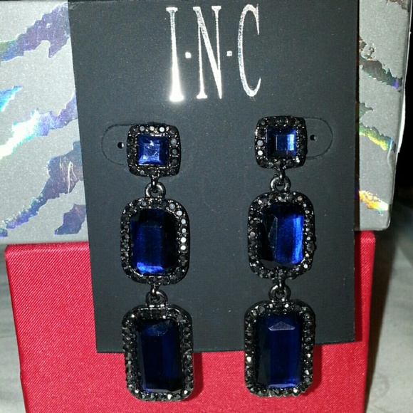 INC brand blue triple stone earrings