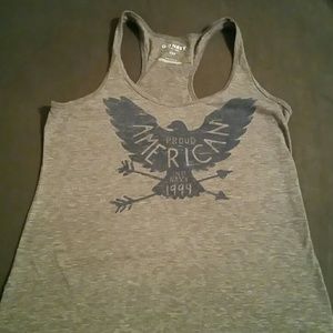 Gray and blue American tank