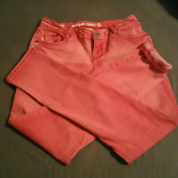 Pink denim jeans