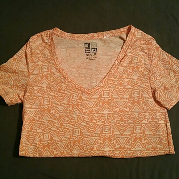Nollie orange and white v-neck tee-shirt