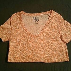 Nollie orange and white v-neck tee-shirt