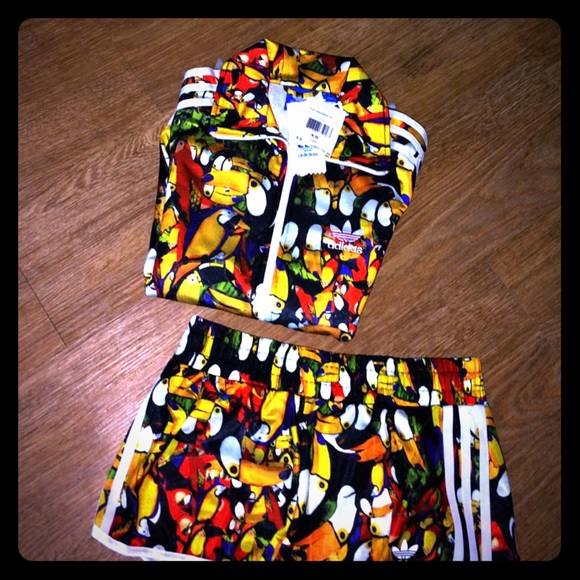 Toucan Adidas zip up jacket and shorts